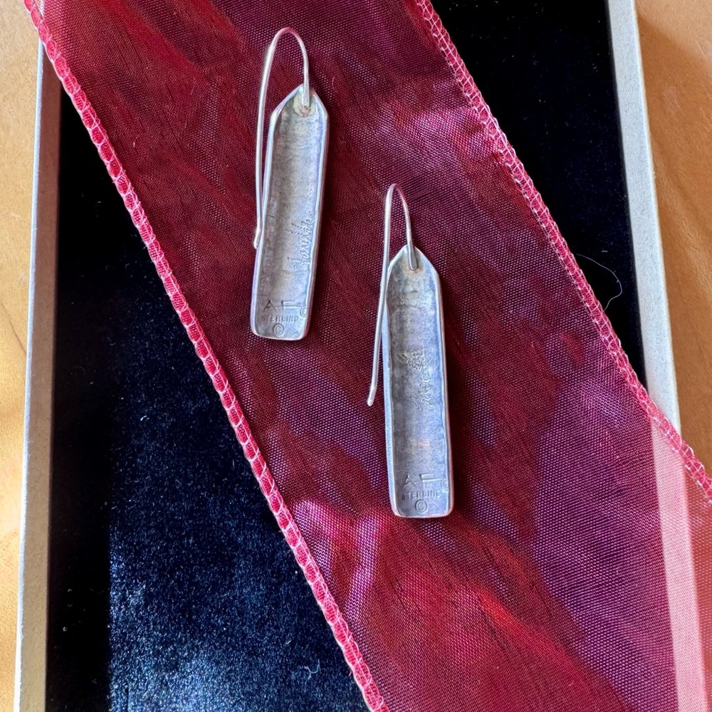 Native American Handcrafted Signed Silver Dangle … - image 5